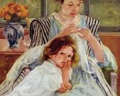 玛丽史帝文森卡萨特 - Young Mother Sewing